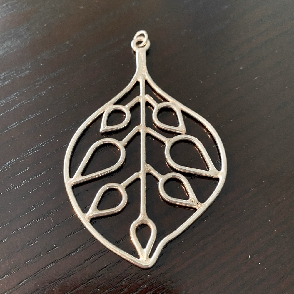 Sterling Silver 3" Leaf Statement Pendant